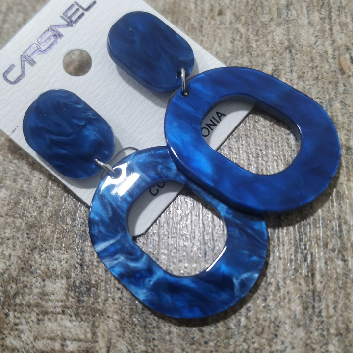 Серьги-гвоздики Murena 2 овала цвет синий перламутровый