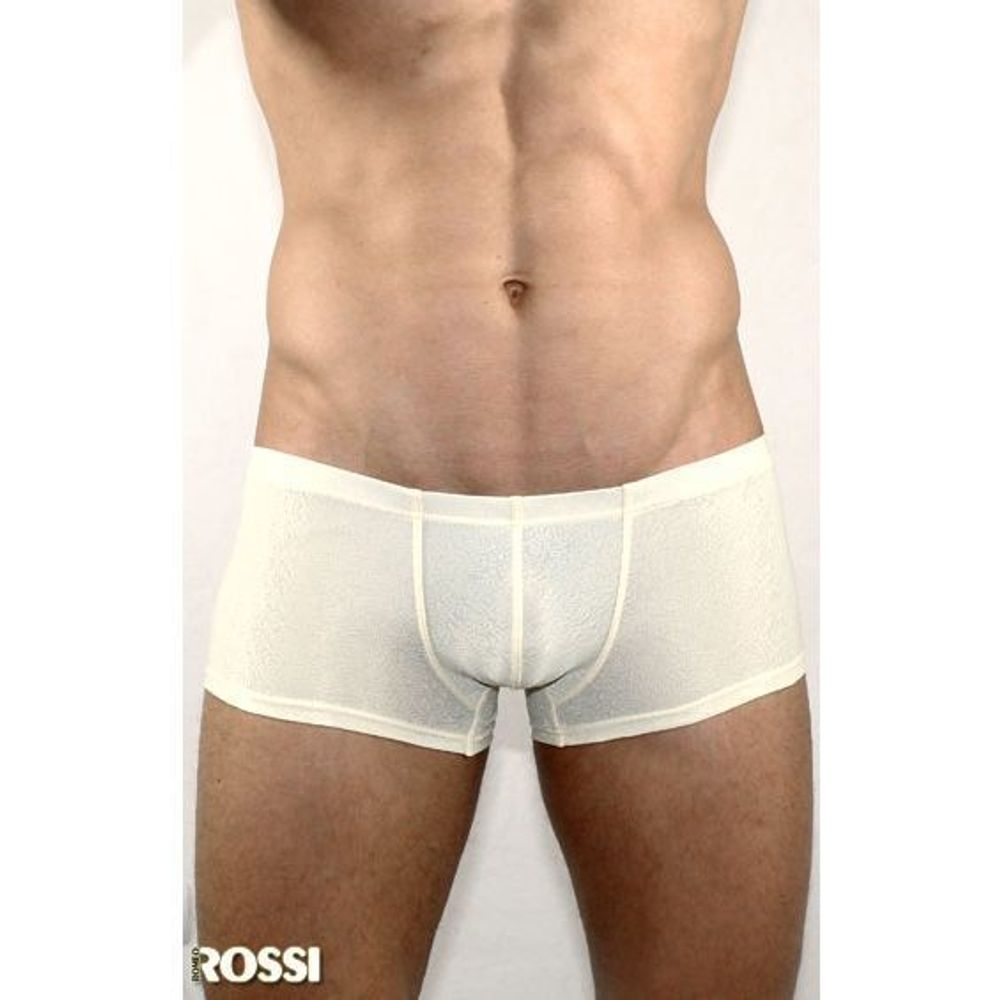 Мужские трусы боксеры кремовые с узорчатой сеткой в виде роз Romeo Rossi Cream Rose Boxer RR00212