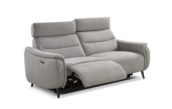 Диван c электро-реклайнером Level, 183 см, серое букле