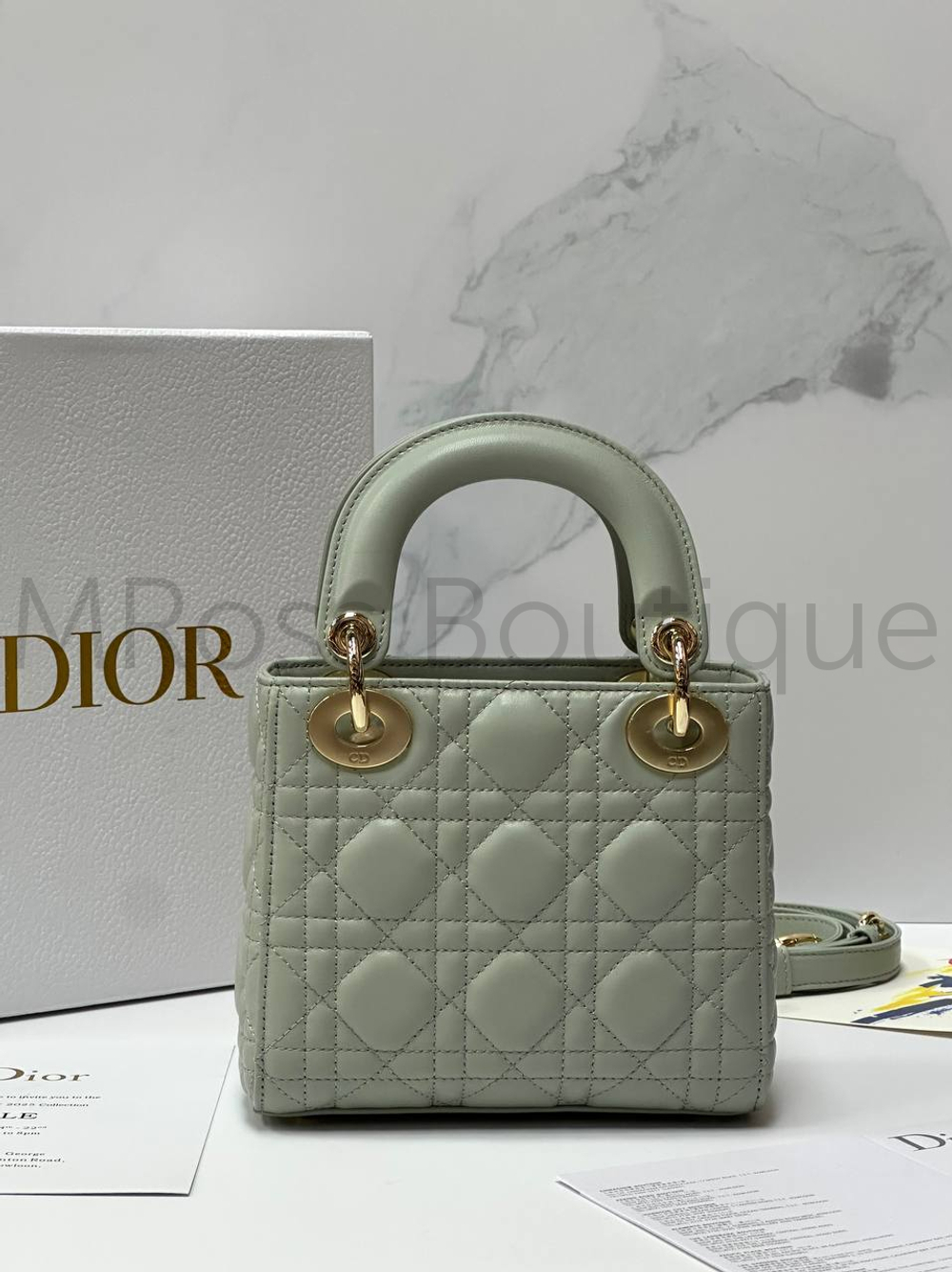 Женская сумка Lady Dior My ABC квадратная светло-серого цвета