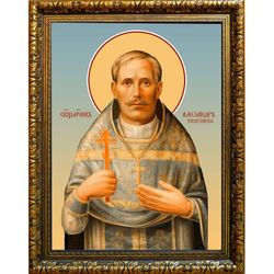 Александр Гневушев священномученик пресвитер. Икона на холсте.