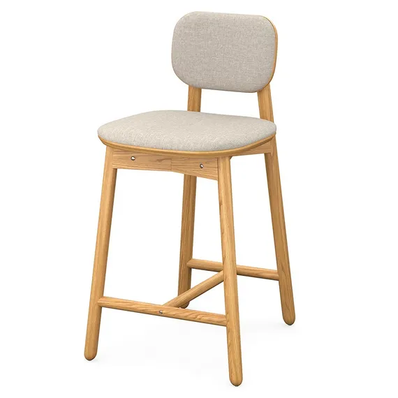 Стул полубарный с обивкой Saga, рогожка, бежевый