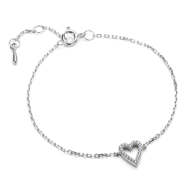 Браслет "Heart" из серебра с фианитами