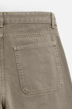 ZARA БРЮКИ REGULAR FIT СО СКЛАДКАМИ, КОРИЧНЕВЫЙ