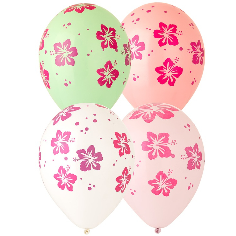 Шар латексный 35см Гибискус (Ассорти)