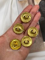 Пуговицы матовое золото "Глаза" Скиапар. с отверстием в центре