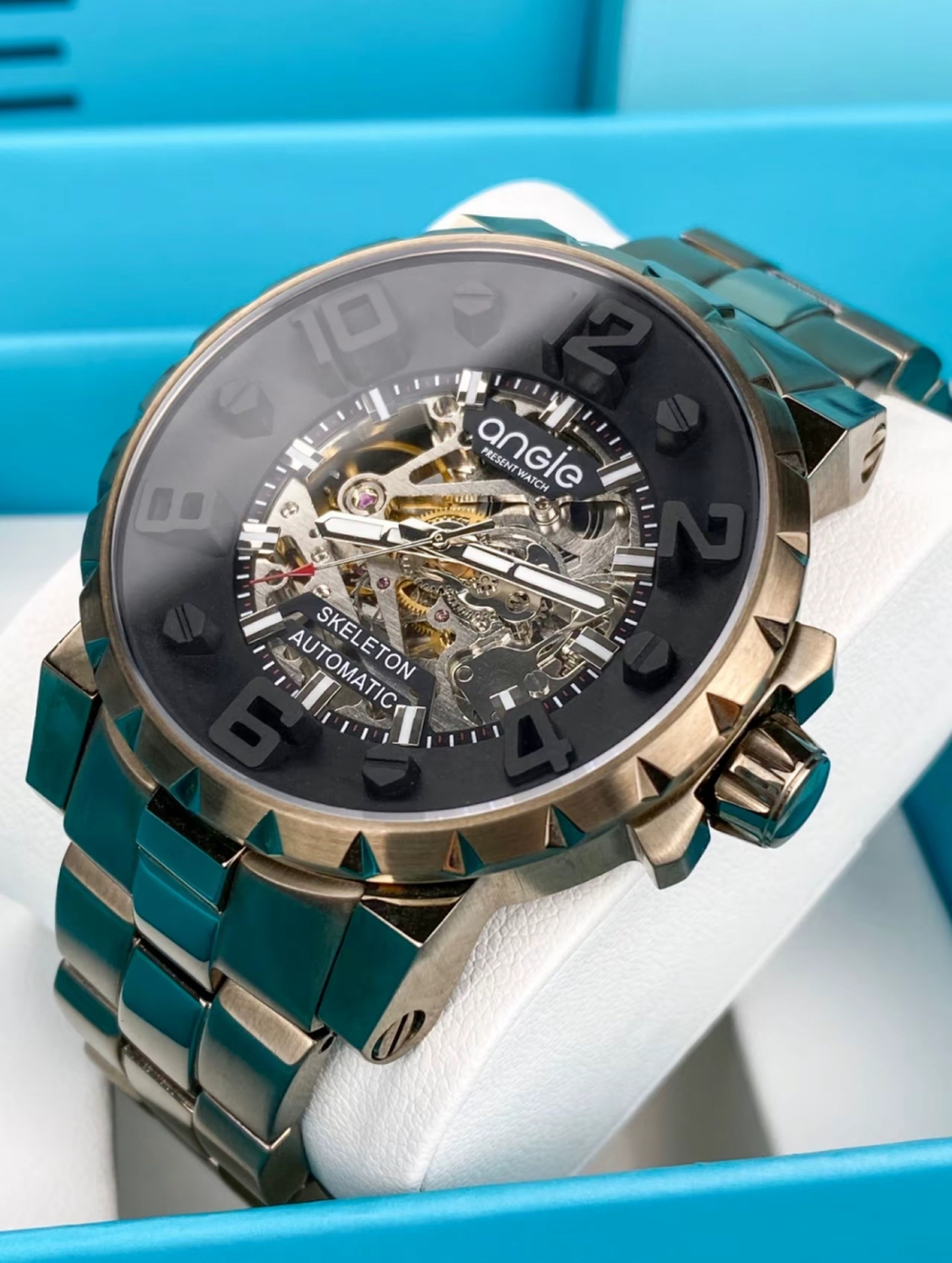 Часы наручные механические ANGIE PRESENT WATCH, сапфировое стекло, цвет платина