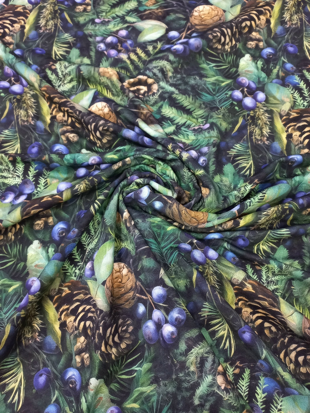 Футер 2х нитка петля Шишки и Голубика