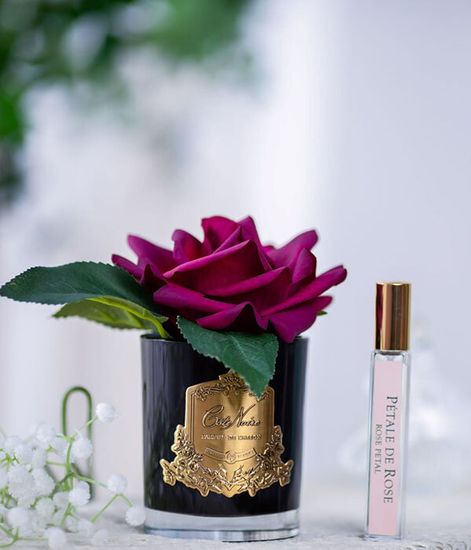 Красная роза ароматизированная в черной вазе, Cote Noire