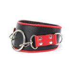 Черно-красный кожаный ошейник с кольцом (Цвет: черный с красным)