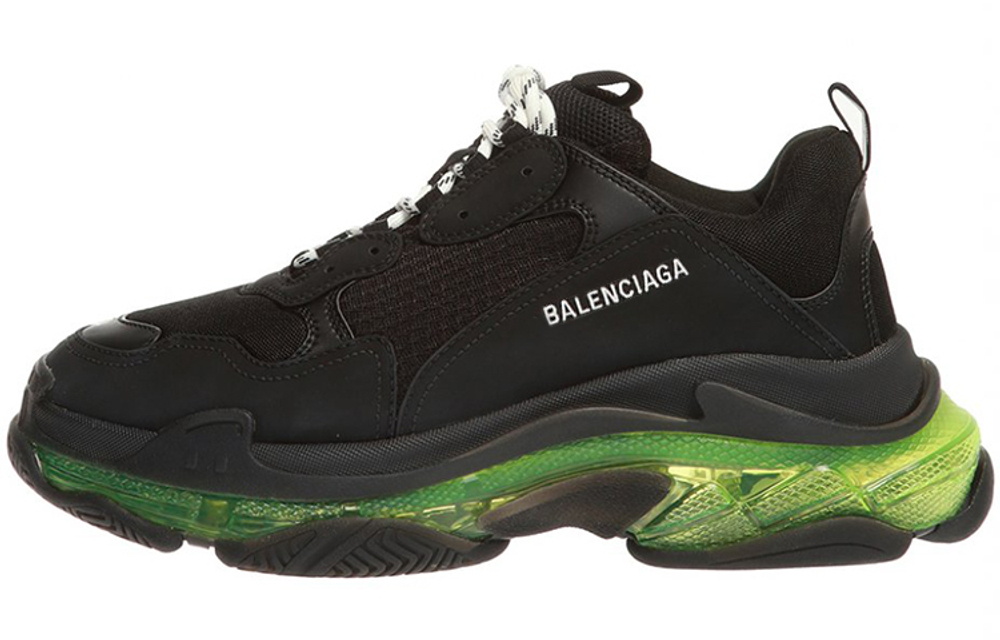 Balenciaga Balenciaga Triple S Transparent sole Cowhide sports low-cut daddy shoes men's Black and green