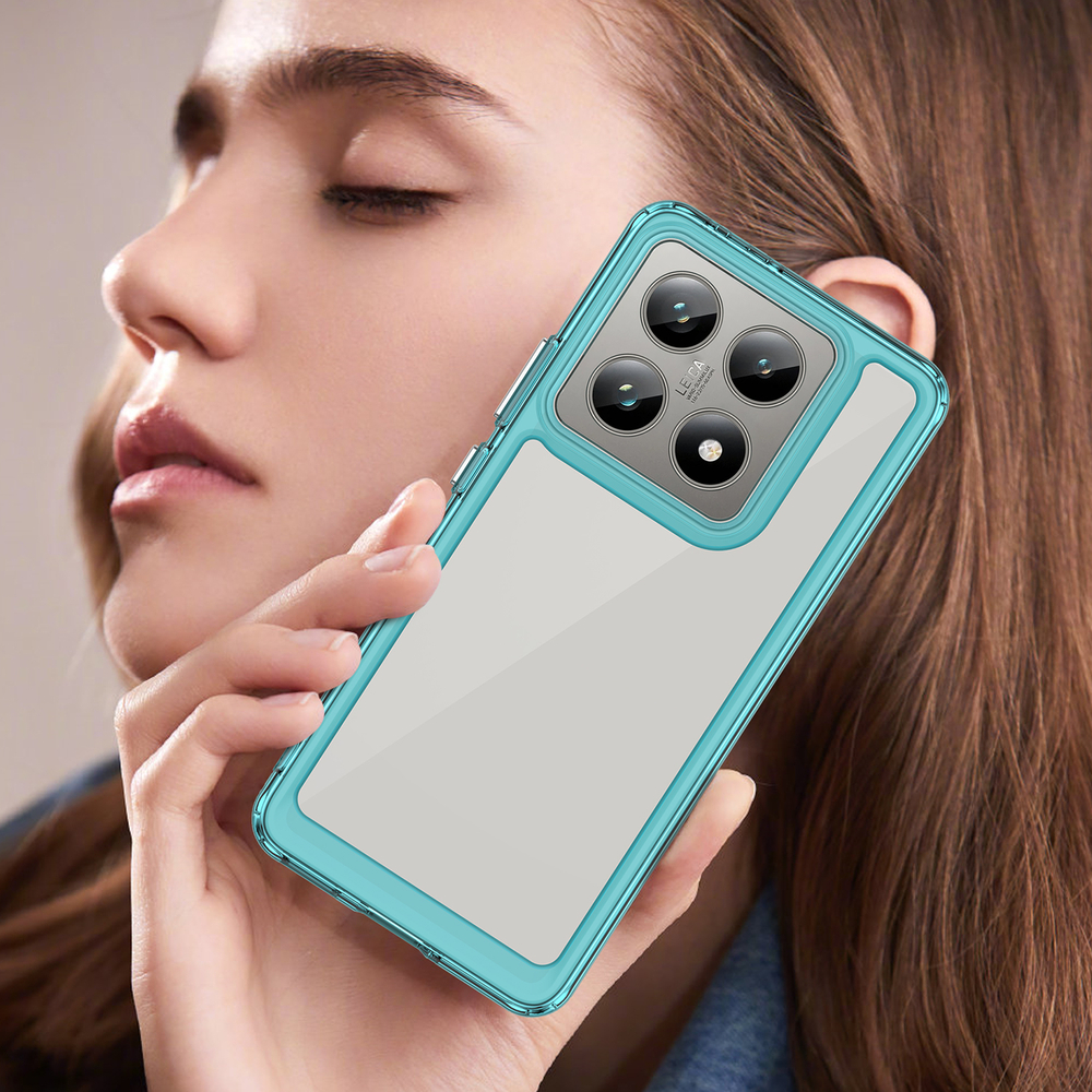 Прозрачный чехол с усиленными рамками бирюзового цвета для Xiaomi 14T и 14T Pro, увеличенные защитные свойства
