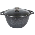 Кастрюля 6л «Мраморная»(темный мрамор) со стеклянной крышкой кмт62а