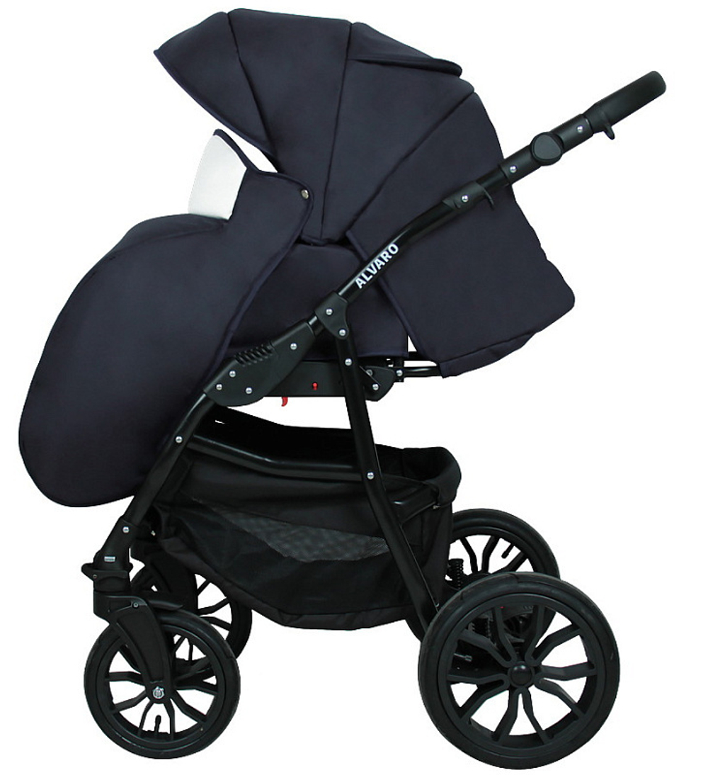 Детская коляска Alis Alvaro 2 в 1 Al 07 т.синий+белая кожа