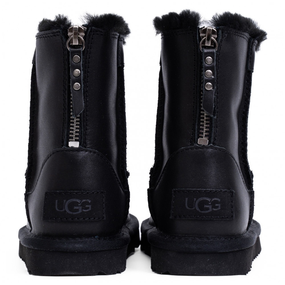 Ugg Kids Classic Short Zip Leather Black