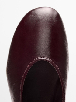 Massimo Dutti Балетки из потрескавшейся кожи, бургунди