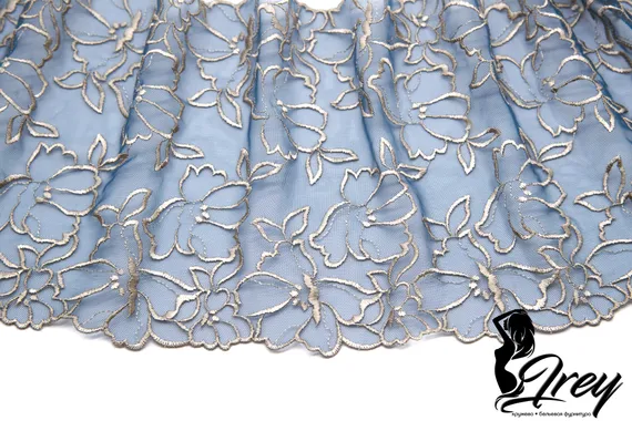 05-108 Вышивка на эл. сетке 18 см, синий/золото