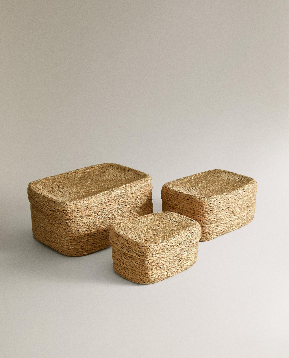 Zara Home Корзина из морской травы, цвет бежевый, 18 см · 6354/049