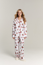 Костюм двойка из сатина с зайками - размер S-M