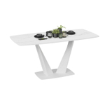 Стол раздвижной Фабио Белый матовый, Стекло матовое белый мрамор 130х80х75 см