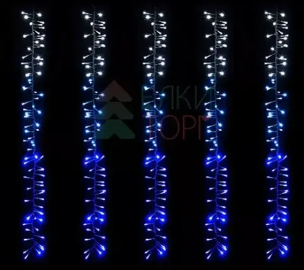 Светодиодная бахрома с эффектом бегущий огонь 2*1м., 24V, 320 LED ламп бело - синего цвета, прозрачный провод, Beauty Led (ESI320-SH10-1WB)