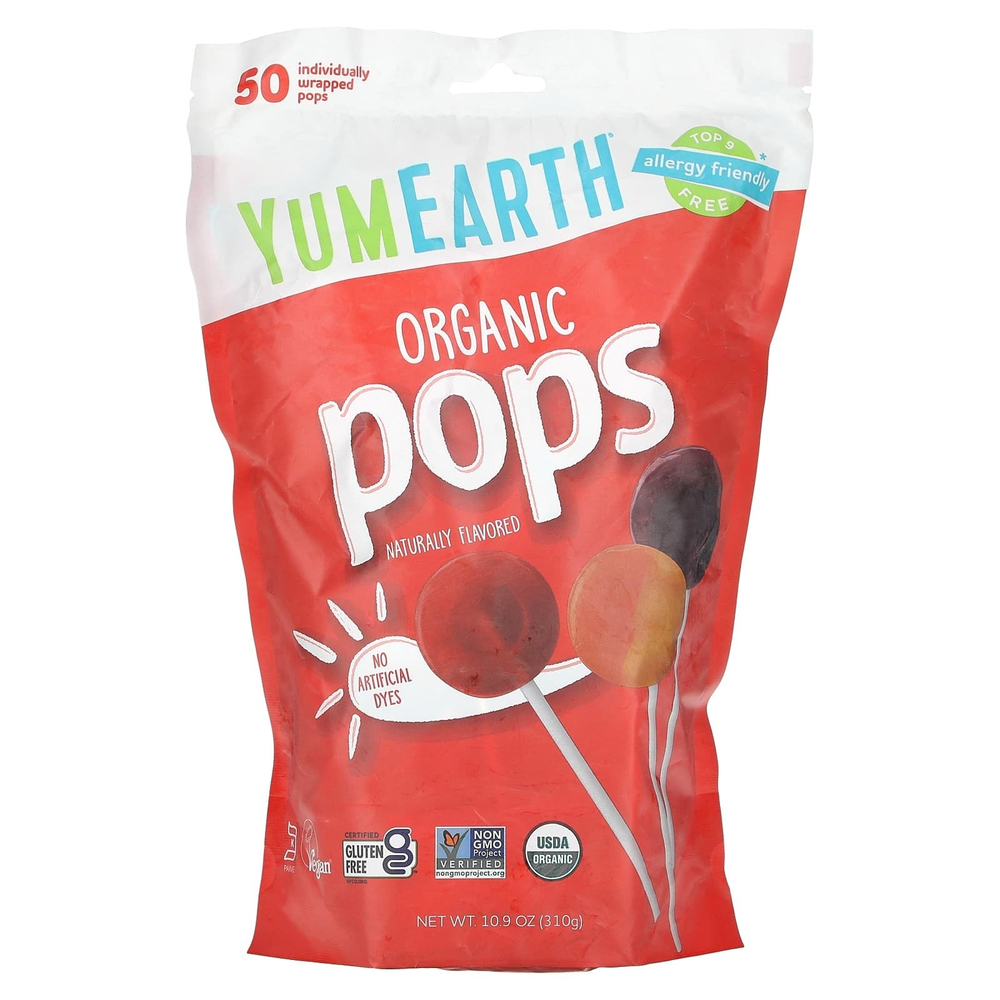 YumEarth, органические леденцы, ассорти вкусов, 50 леденцов, 310 г (10,9 унции)