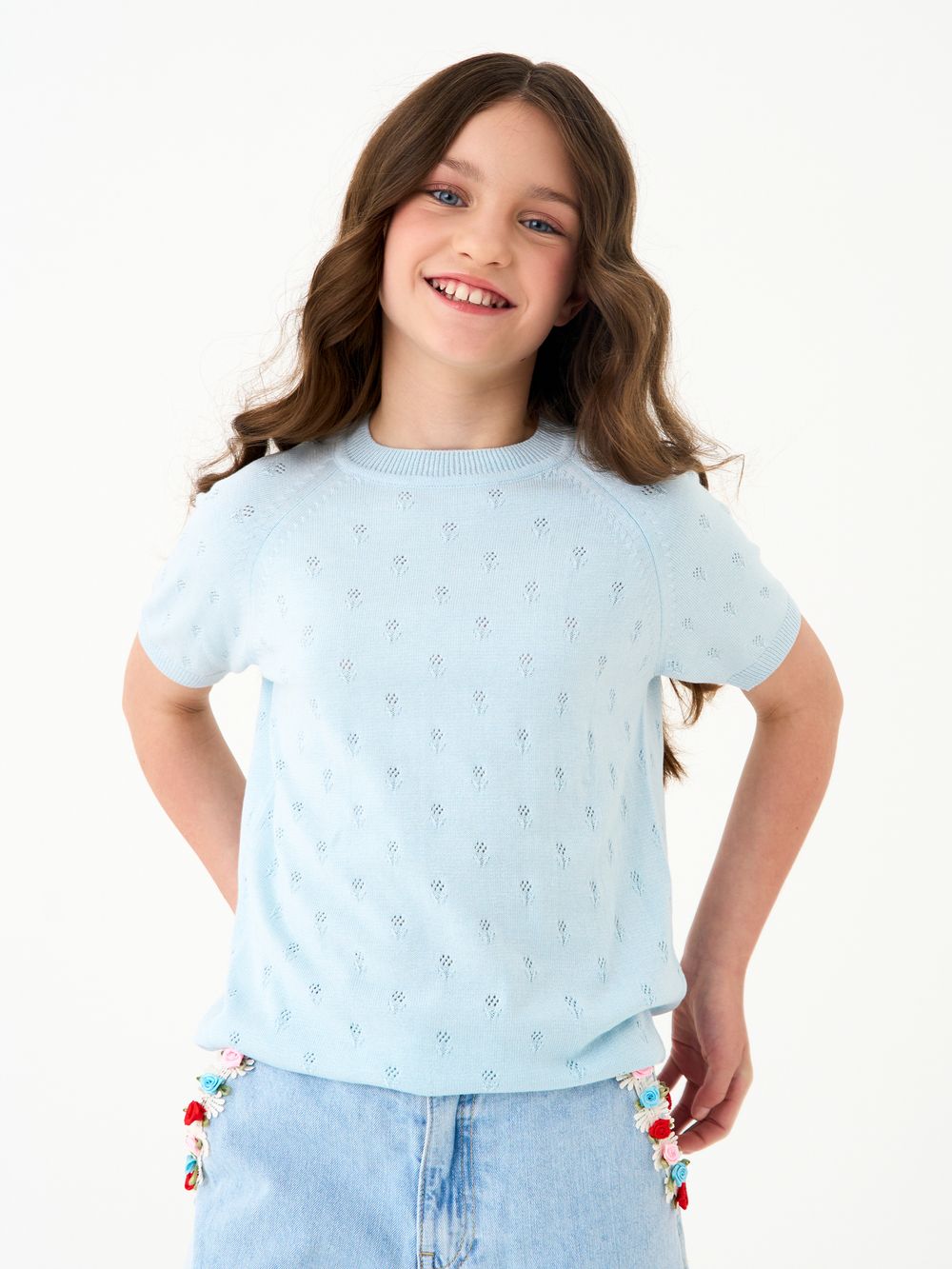 Джемпер для девочки 1384 голубой