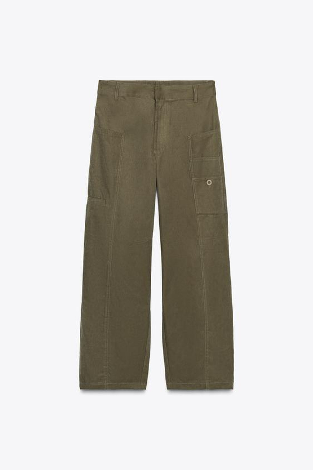 ZARA БРЮКИ-КАРГО BALLOON, ТЕМНЫЙ ХАКИ