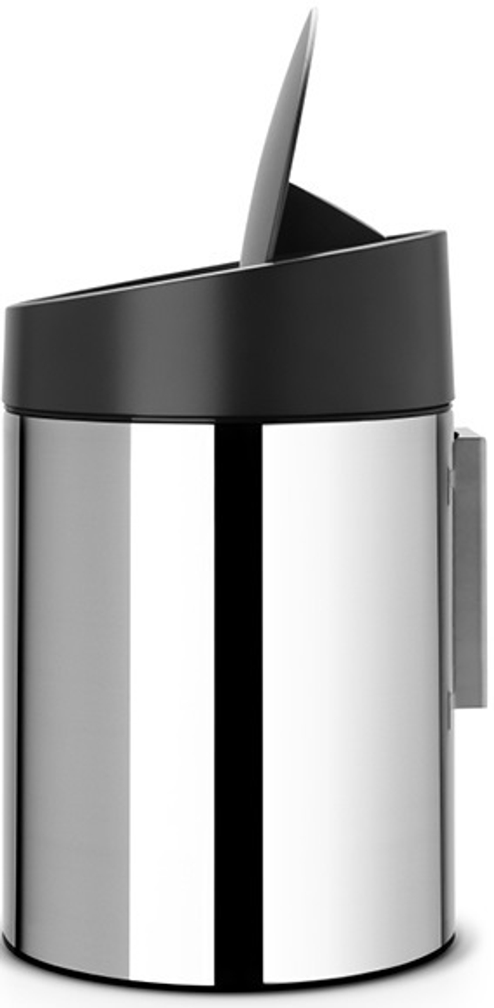 Ведро Brabantia Slide Bin 5л полированная сталь сбоку с поднятой крышкой