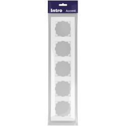 Рамка для розеток и выключателей Intro Accent 6-505-01М на 5 постов, СУ, белый матовый