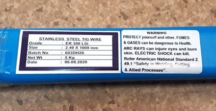 Пруток присадочный TIG ER 308LSi Ø1,6мм L=1000мм 5кг