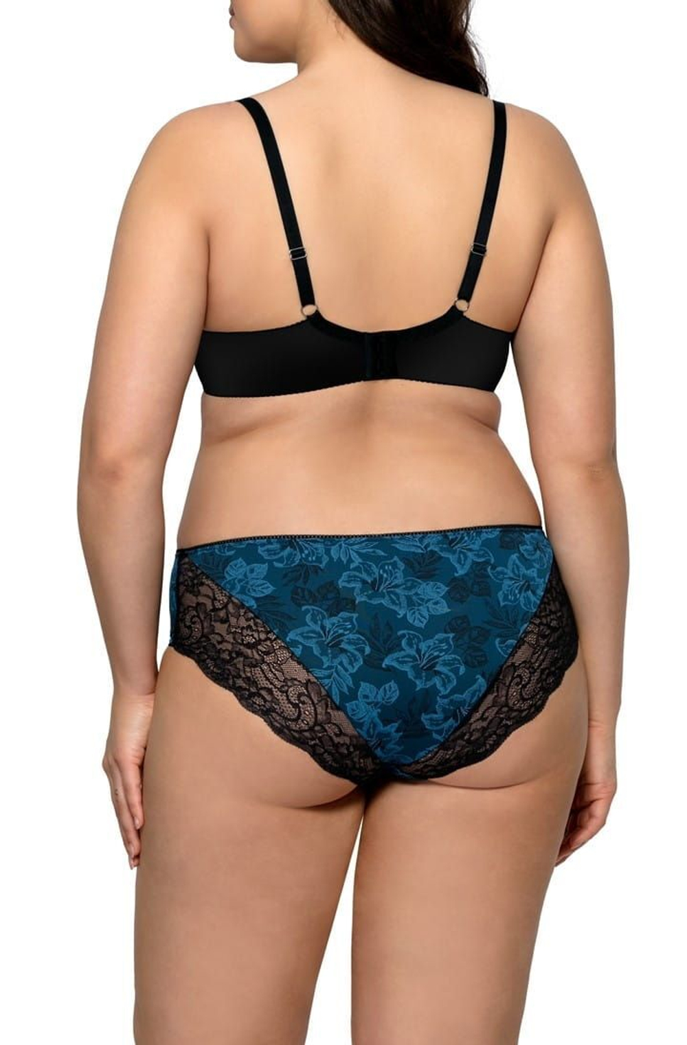 Бюстгальтер Angela с рисунком в виде лилий (Размер: 80E) (Цвет: темно-синий)