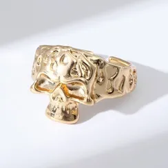 Кольцо "Настроение" череп, цвет золото, безразмерное