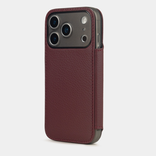 Чехол-книжка для iPhone 17 Pro - кожа теленка, бордовый