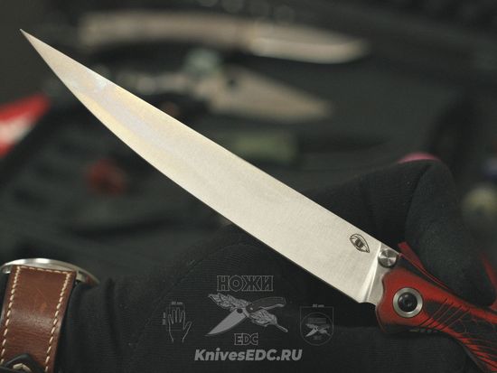 Складной нож REPTILIAN филейный Лаврак красный c клинком из стали AUS-8A, рукоять G10