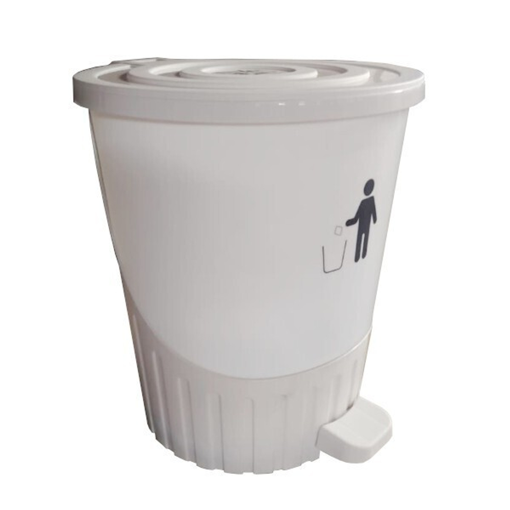 Мусорное ведро с педалью "Круги" 26 лт молочный-белый