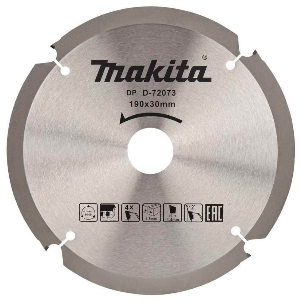 Диск пильный для цементноволокнистых плит (190x30x1.8/1.4 мм; 4T) Makita D-72073
