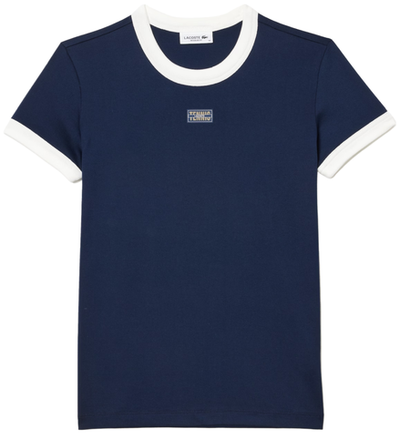 Женская теннисная футболка Lacoste Slim Fit Cotton Tennis T-Shirt - navy blue/white