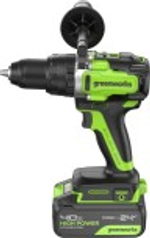 Дрель-шуруповерт аккумуляторная GREENWORKS GD24DD140 ударная, 24V, 2 АКБ 4Ач и ЗУ 3707607CUD