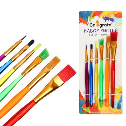 Набор кистей "Для гуаши и акварели" "Радуга" 6 штук