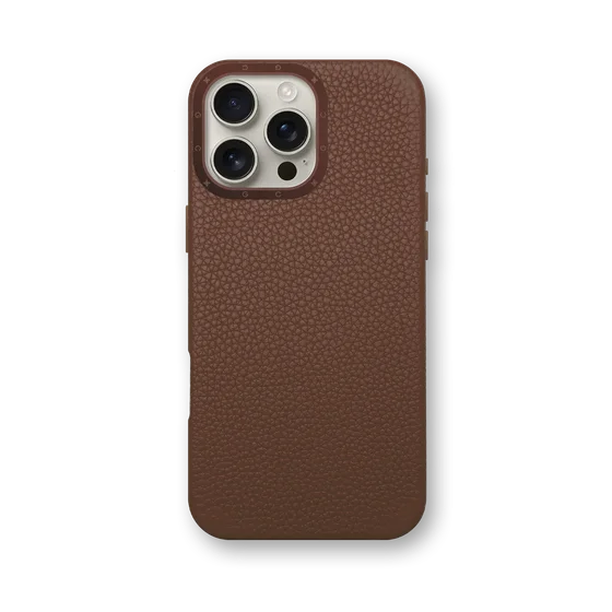 Чехол для iPhone 16 - Зернистая кожа - коричневый