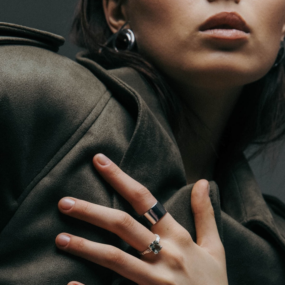 кольцо mireille с зеленым аметистом