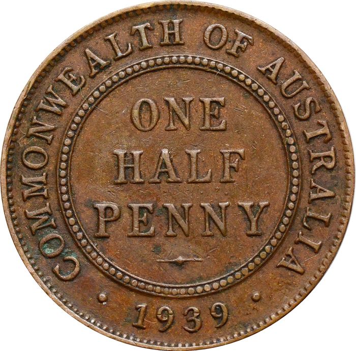 1/2 пенни 1939 Австралия