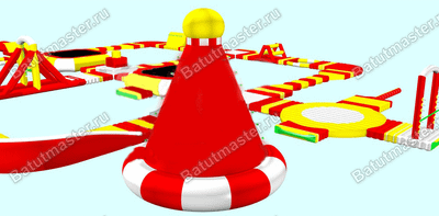 Коммерческий надувной аквапарк на воде «Коралловый берег» 36×26×5 м