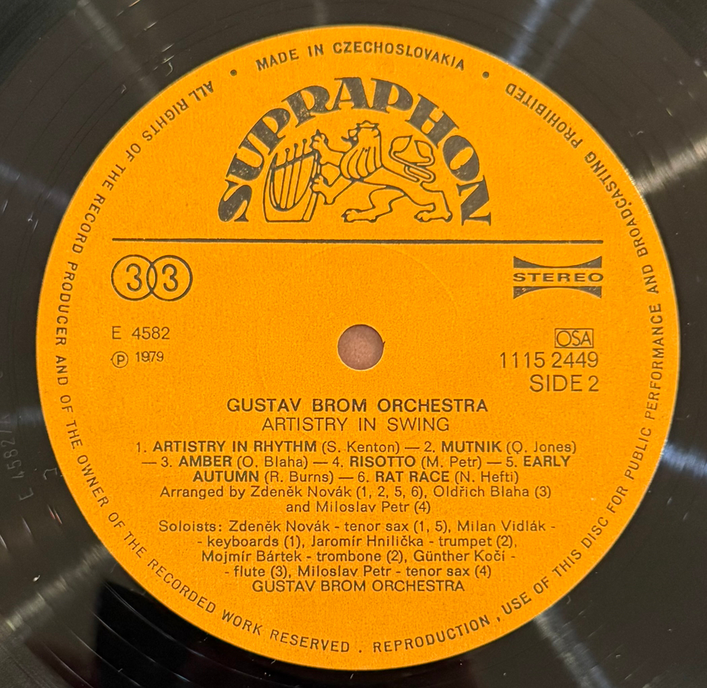 Виниловая пластинка Gustav Brom Orchestra – Artistry In Swing LP