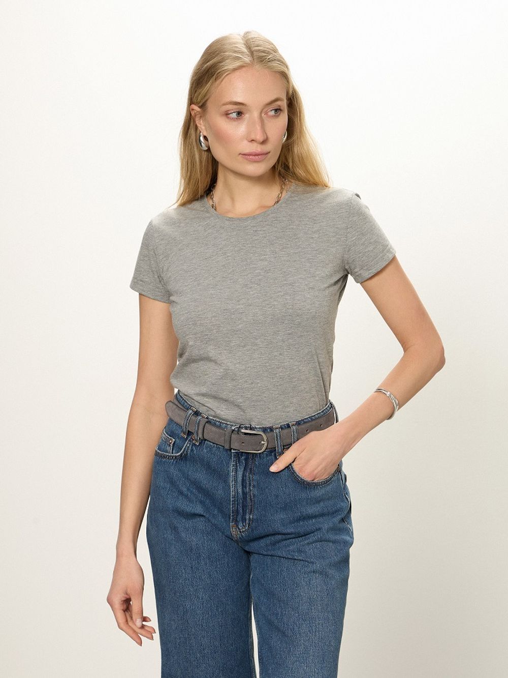 Футболка приталенная Серая меланж