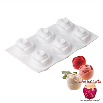 Форма для муссовых десертов и выпечки "Розы", 6 ячеек