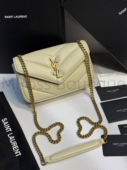 Женская сумка Yves Saint Laurent Small Loulou Matelasse молочного цвета маленькая