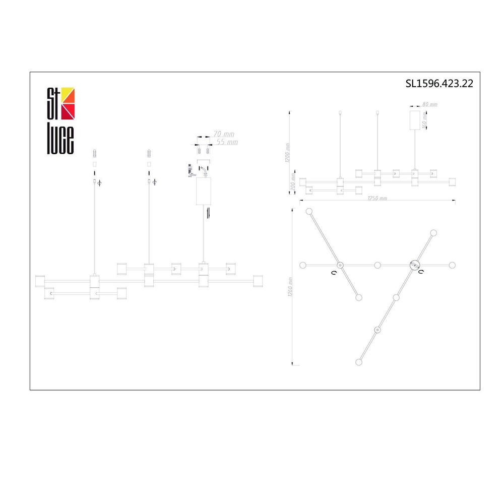 SL1596.423.22 Светильник подвесной ST-Luce Золотистый, Черный/Белый LED 22*3W 3000K