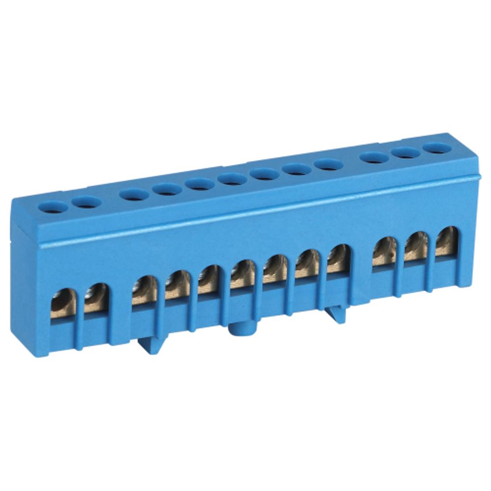 Шина ЭРА NO-224-100 N ноль в изолированном корпусе на DIN-рейку ШНИ-6х9-12-Д синий